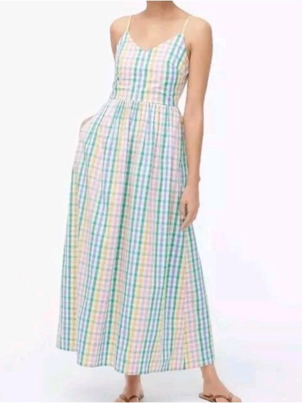 J. Crew Pastel Gingham Spaghetti-Strap Maxi Dress - Picture 2 of 2